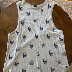 Skull Cashmere Sleeveless Top with Skull Print